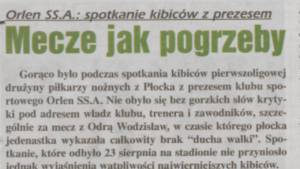 Read more about the article Orlen SS.A.: spotkanie kibiców z prezesem. Mecze jak pogrzeby [RETRO]