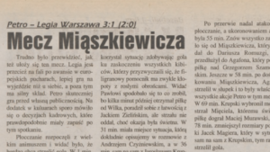 Read more about the article Mecz Miąszkiewicza [RETRO RELACJA]