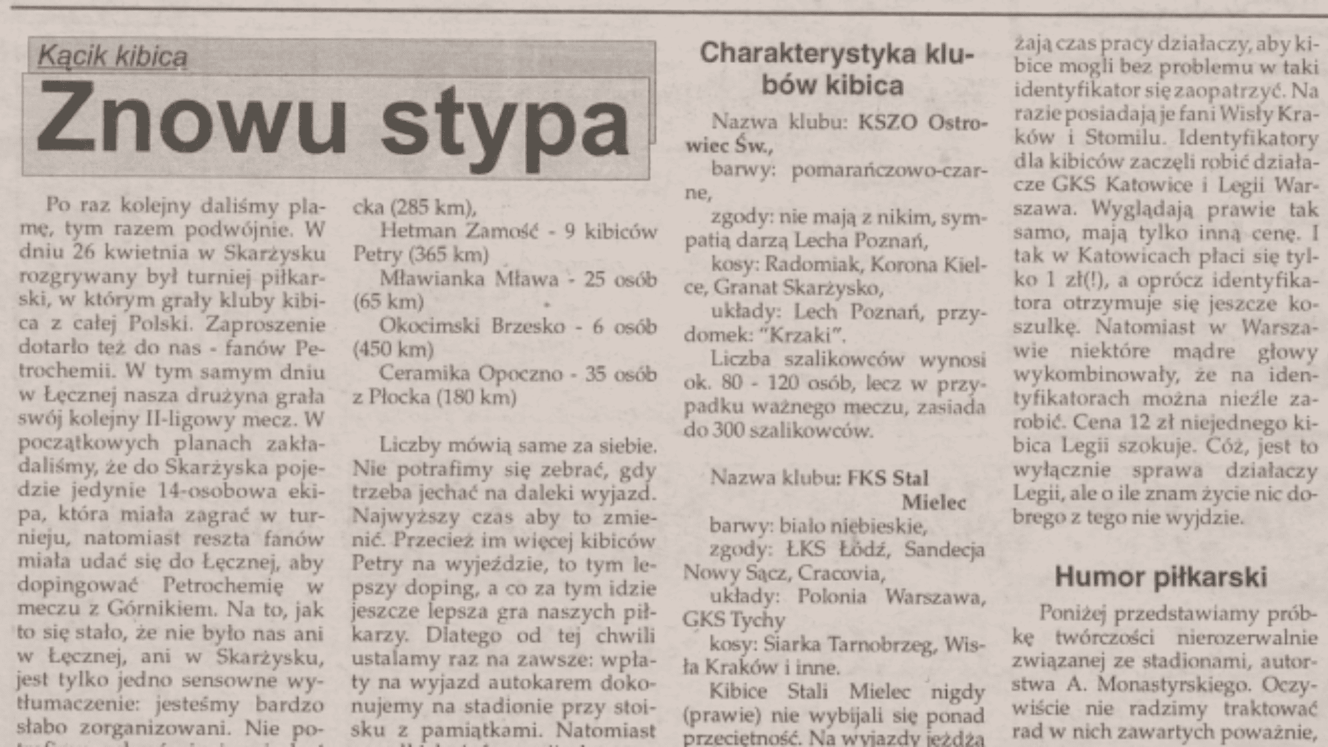 Read more about the article Kącik kibica – Znowu stypa